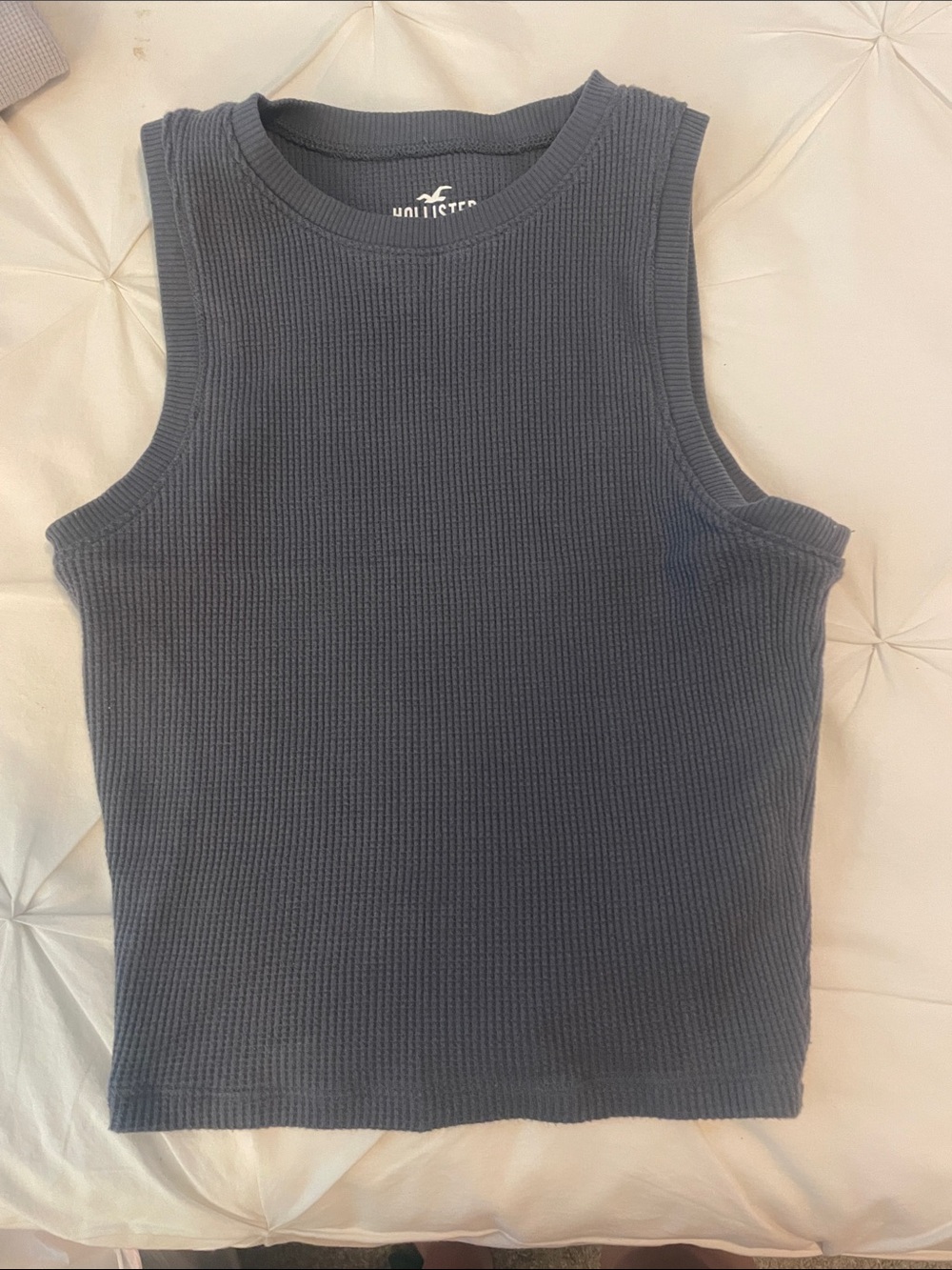 Hollister Slate Blue/Gray Ribbed Crewneck Tank